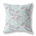 Palacedesigns 16 in. Gray & Turquoise Boho Paisley Indoor & Outdoor Throw Pillow PA3101299